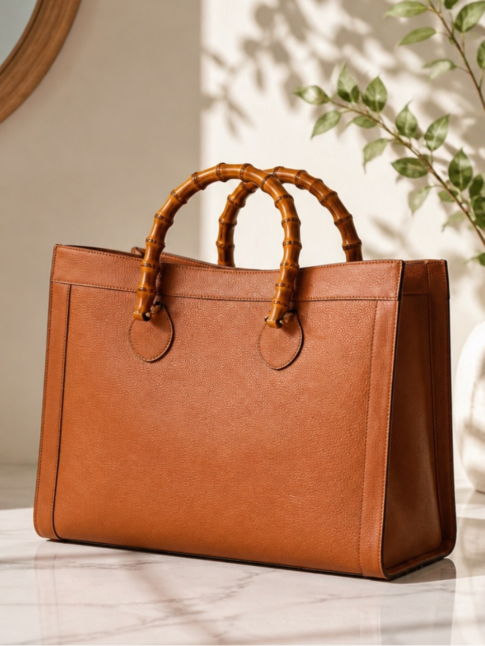 Gucci Diana Tan/Brown Leather Tote with Bamboo Handles
